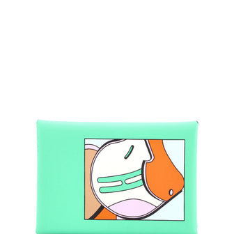 Hermes Calvi Duo Card Holder Printed Leather