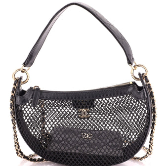 Chanel Half Moon Clutch with Chain Mesh with Quilted Lambskin