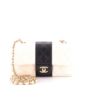 Chanel Bicolor Classic Single Flap Bag Quilted Lambskin Mini
