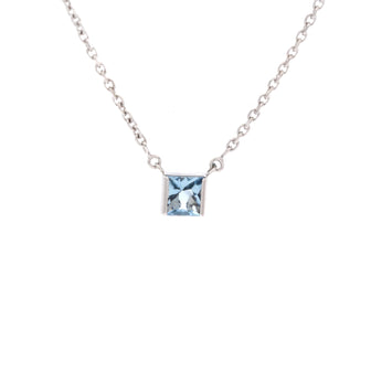Cartier Tank Pendant Necklace 18K White Gold and Aquamarine