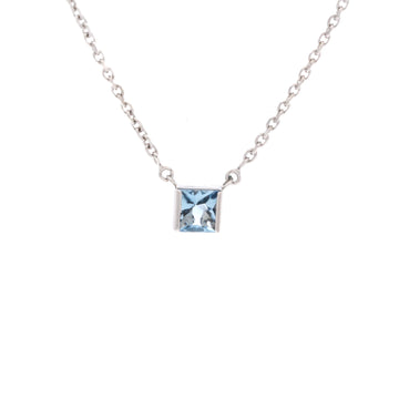 Cartier Tank Pendant Necklace 18K White Gold and Aquamarine