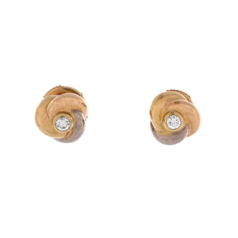 Cartier Trinity Stud Earrings 18K Tricolor Gold with Diamond Mini