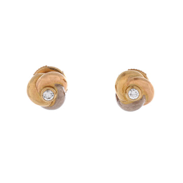 Cartier Trinity Stud Earrings 18K Tricolor Gold with Diamond Mini