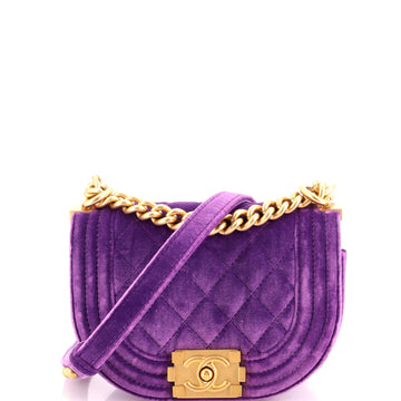 Chanel Boy Curved Messenger Bag Quilted Velvet Mini