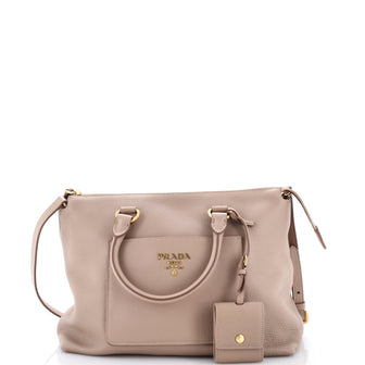 Prada Pocket Convertible Zip Satchel Vitello Daino Medium