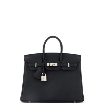 Hermes Birkin Handbag Noir Togo with Palladium Hardware 25