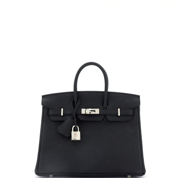 Hermes Birkin Handbag Noir Togo with Palladium Hardware 25
