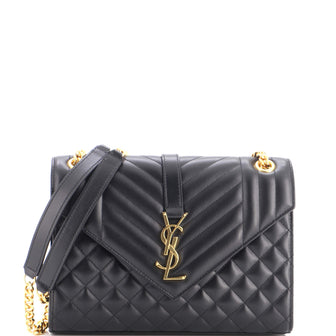 Saint Laurent Classic Monogram Envelope Satchel Mixed Matelasse Leather Medium