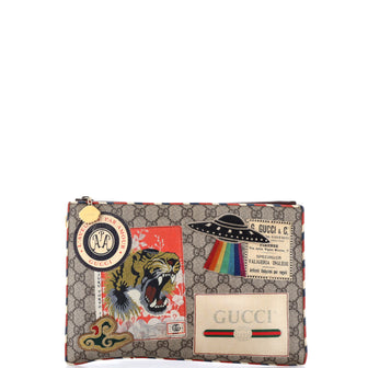 Gucci Courrier Pouch GG Coated Canvas with Applique