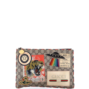 Gucci Courrier Pouch GG Coated Canvas with Applique