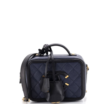 Chanel Filigree Vanity Case Quilted Caviar Small