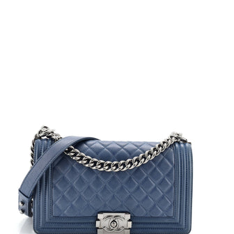 Chanel Boy Flap Bag Quilted Caviar Old Medium