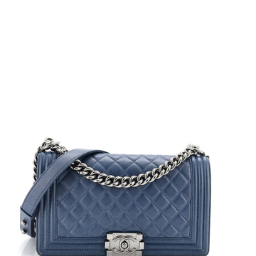 Chanel Boy Flap Bag Quilted Caviar Old Medium