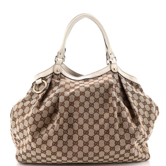 Gucci Sukey Tote GG Canvas with Leather Large