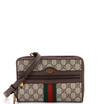 Gucci Ophidia Double Zip Crossbody Bag GG Coated Canvas Small
