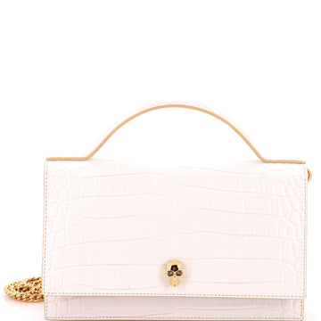 Alexander McQueen Skull Chain Crossbody Bag Crocodile Embossed Leather Medium