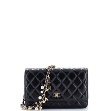 Chanel Pearl Charm Wallet on Chain Quilted Glazed Calfskin