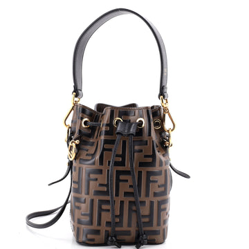 Fendi Mon Tresor Bucket Bag Zucca Embossed Leather Mini
