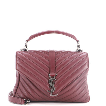 Saint Laurent Classic Monogram College Bag Matelasse Chevron Leather Medium
