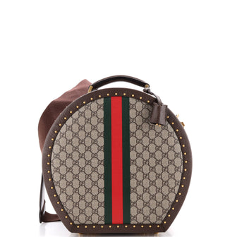Gucci Savoy Hat Box Bag GG Coated Canvas with Leather Small