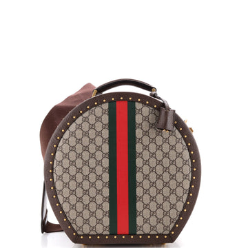 Gucci Savoy Hat Box Bag GG Coated Canvas with Leather Small