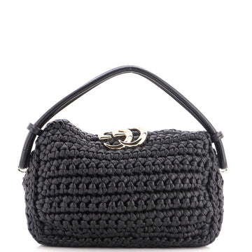 Gucci Double G Top Handle Bag Crochet Leather Small