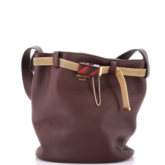 Prada Jeweled Belt Bucket Bag Leather