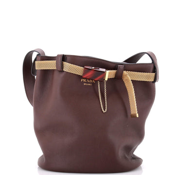 Prada Jeweled Belt Bucket Bag Leather