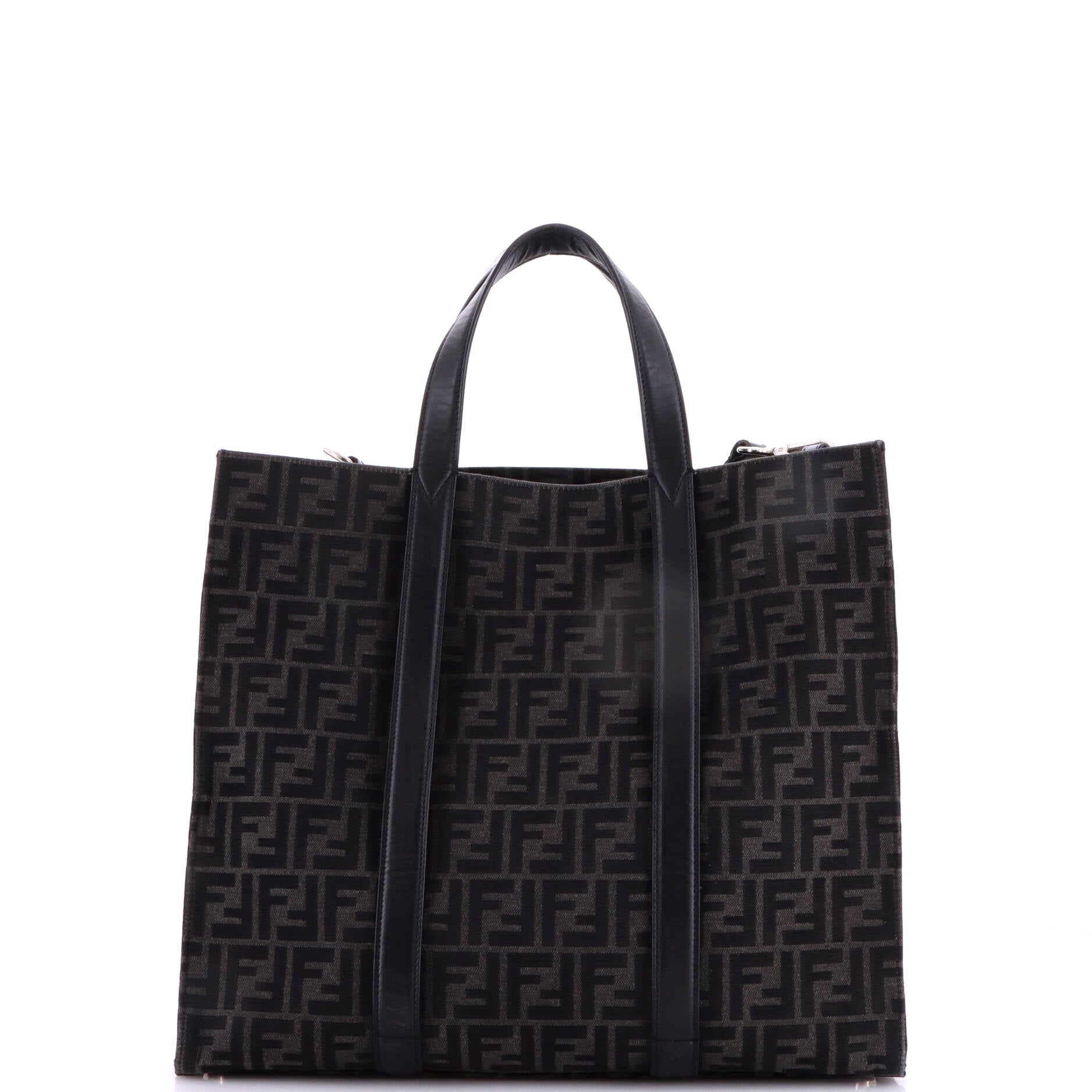 Fendi Convertible Open Tote Zucca Jacquard Fabric and Leather