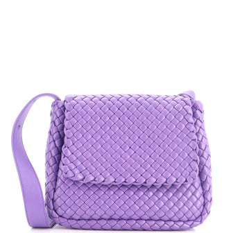 Bottega Veneta Cobble Flap Shoulder Bag Padded Intrecciato Leather Small