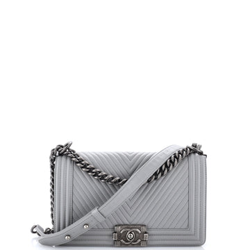 Chanel Boy Flap Bag Chevron Calfskin Old Medium