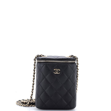 Chanel Vertical Classic Vanity Case with Chain Quilted Caviar Small
