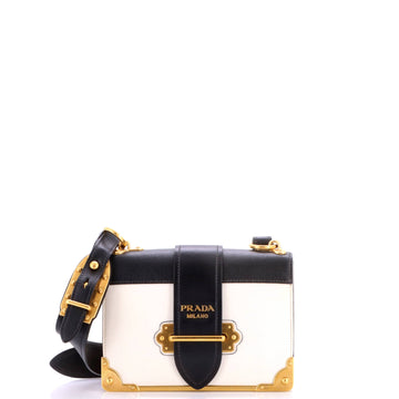 Prada Cahier Crossbody Bag Leather and Saffiano Leather Small