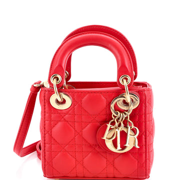 Christian Dior Lady Dior Bag Cannage Quilt Lambskin Micro