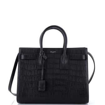 Saint Laurent Sac de Jour Bag Crocodile Embossed Leather Small