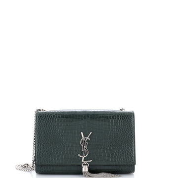 Saint Laurent Classic Monogram Tassel Crossbody Bag Crocodile Embossed Leather Medium