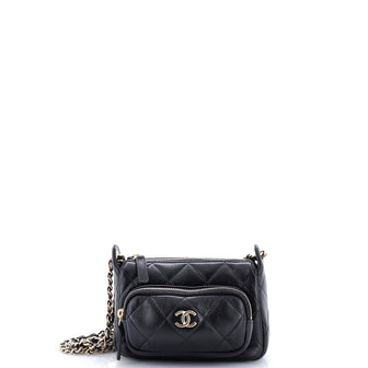 Chanel CC Front Pocket Zip Clutch with Chain Quilted Lambskin Mini