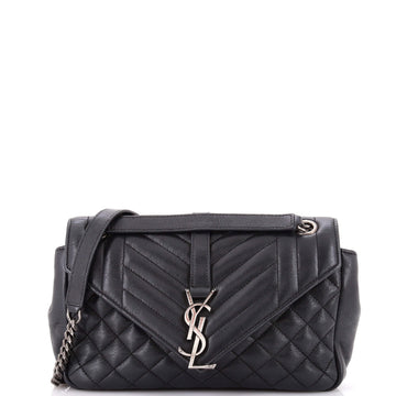 Saint Laurent Classic Monogram Slouchy Envelope Satchel Mixed Matelasse Leather Medium