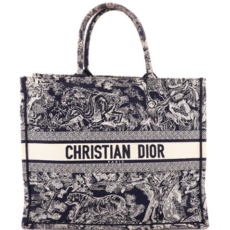Christian Dior Book Tote Embroidered Canvas Large