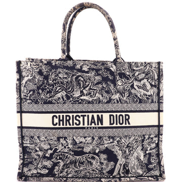 Christian Dior Book Tote Embroidered Canvas Large