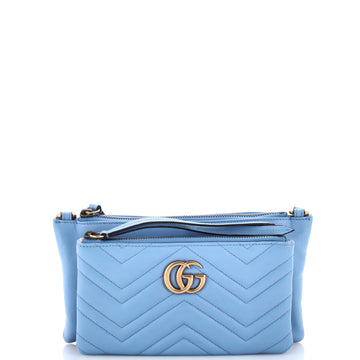 Gucci GG Marmont Double Pouch Crossbody Bag Matelasse Leather Small