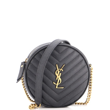 Saint Laurent Vinyle Round Camera Bag Matelasse Chevron Leather