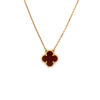 Van Cleef & Arpels Vintage Alhambra Pendant Necklace 18K Yellow Gold and Carnelian