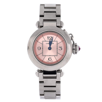 Cartier Miss Pasha Pink Dial Quartz Watch Stainless Steel 27