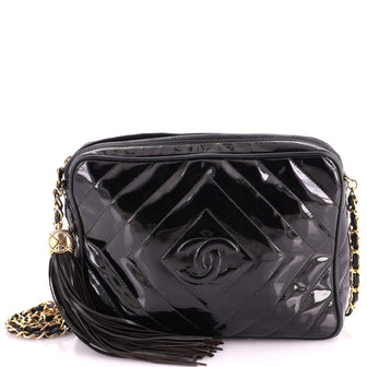 Chanel Vintage Diamond CC Camera Bag Quilted Patent Medium