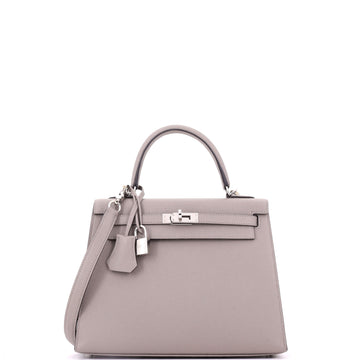 Hermes Kelly Handbag Gris Asphalte Epsom with Palladium Hardware 25