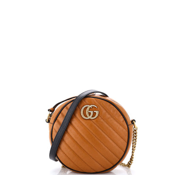 Gucci GG Marmont Round Shoulder Bag Diagonal Quilted Leather Mini