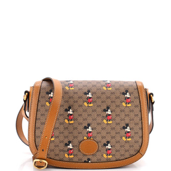 Gucci Disney Mickey Mouse Flap Shoulder Bag Printed Mini GG Coated Canvas Small