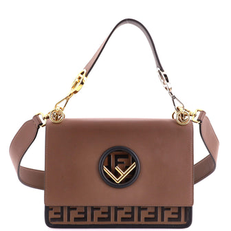 Fendi Kan I F Shoulder Bag Leather with Zucca Embossed Detail Medium