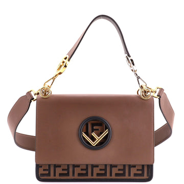 Fendi Kan I F Shoulder Bag Leather with Zucca Embossed Detail Medium